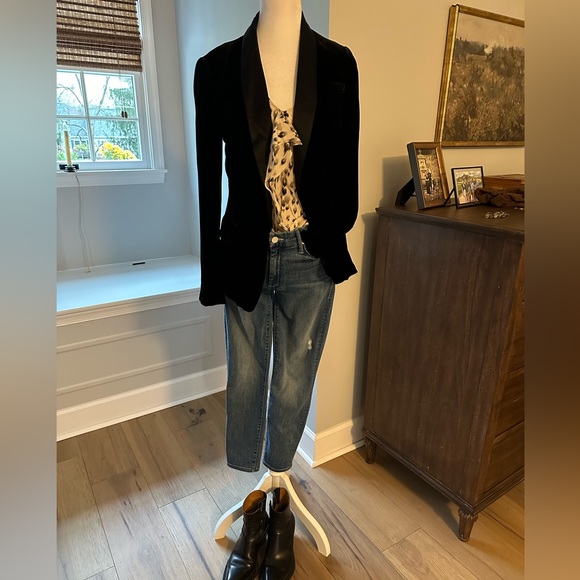 Joie velvet and satin lapel Blazer - Picture 2 of 8